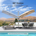 PURPLE LEAF 8’ X 8‘ Patio Umbrella Outdoor Cantilever Umbrella, Aluminum Offset Umbrella with Champagne Frame and 360° Rotation for Pool Deck Garden, Beige