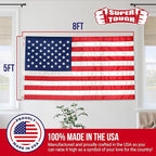 Super Tough 5Ft x 8Ft American Flag - Double Sided, Heavy Duty Nylon USA Flag with Embroidered Stars and Sewn Stripes Suitable for Outdoors - Red/White/Blue