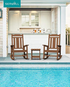 SERWALL Oversized Rocking Chair Set of 4 Outdoor, HDPE Outdoor Rocking Chair Set of 4, Brown