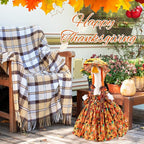 Fall Thanksgiving Goose Outfit Sunflower Porch Goose Costume with Hat Necklace for 23 Autumn Patio Yard Lawn Decor(Pumpkin,Sunflower)