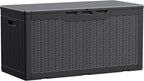 Devoko 100 Gallon Waterproof Large Resin Deck Box Indoor Outdoor Lockable Storage Container for Patio Furniture Cushions Garden Tools (100 Gallon, Black)