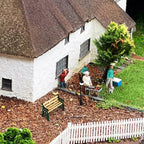 Toyvian Dollhouse Miniature Park Bench Miniature Garden Chair Seat Props Fairy Garden Bench with Mini Street Lamp Post Light Decor for Dollhouses Decoration Garden Ornaments