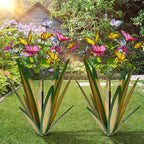 TOMBABY Garden Outdoor Butterfly Enlarge Thickened Wind Resistant Metal Agave Garden Art Metal Plant Country Sculpture Statue Decorations Ornaments Artificial Waterproof Butterflies(Light Green 2pcs)