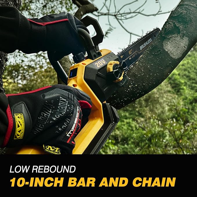 2-in-1 Electric 10-Inch Pole Saw and Chainsaw, Battery Powered Chainsaw Pole Chain Saw, Brushless Motor, 14.5 FT Max Reach Extension Pole for Outdoors Pruning with 1×4.0ah Battery (Battery Included)