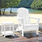 Folding Adirondack Chair, HDPE Outdoor Texture Lawn Chair with Reclining Back, Cup and Phone Holder - Comfortable Firepit Chair Weather Resistant for Patio or Backyard (White, Set of 4)
