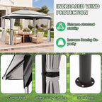 11x13 Gazebo for Patio, Gazebo with Curtains& Sandbags, Double Tier Roof Marquee Canopy for Garden, Deck, Backyard, Lawn (Grey)-Netting not Included