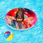 Parentswell 6PCS Big Pool Floats Tubes: Inflatable Pool Floats Swimming Rings with Beach Balls - Brightly Colored Pool Floaties Party Toys, Pool Toys for Kids Adults