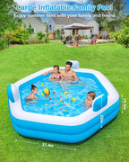 Inflatable Pool for Adults, 77" X 71" X 22" Large Blow Up Pool with Pump, Oversized Thickened Full Size Family Swimming Pools for Outdoor Backyard Summer Water Party Indoor Use