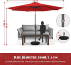 Sundale Outdoor 11 ft Patio Umbrella with Sand Bag Umbrella Base Included, Outdoor Umbrella with Tilt and Crank, Red