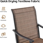 Patio Swivel Chairs Set of 8, Outdoor Dining Chairs with Textilene, Swivel & Rocker Metal Outdoor Patio Dining Chairs All-Weather for Backyard, Brown Fabric with Black Frame