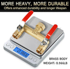 EBH Garden Hose Splitter, 2-Way High Flow Heavy Duty Brass Outdoor Hose Manifold with Extra Long Handles Full Flow Faucet Adapter- 3/4” GHT(Red)
