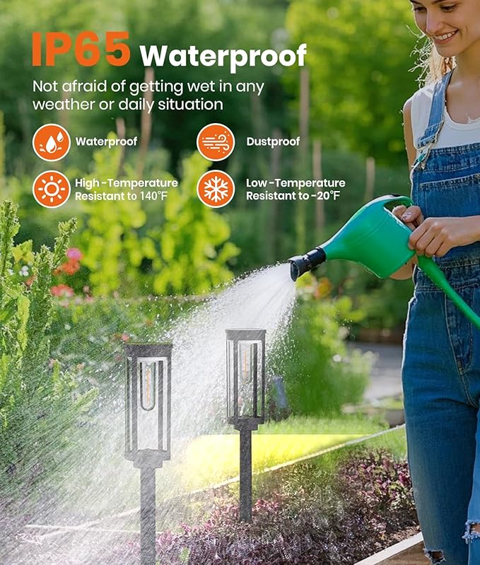 Solar Pathway Lights Outdoor Warm White 8-Pack Waterproof IP65, Auto On/Off Solar Powered Walkway Lighting for Driveway Yard Garden, Upgraded Landscape Lights Outside