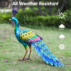 chisheen Peacock Statue Garden Decor Metal Peacock Yard Art Lawn Decoration Outdoor Sculpture Housewarming Birthday Gifts for Women,Mom,Grandma