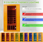 Real Relax Home Infrared Sauna, 1-2 Person Canadian Hemlock Wood Indoor Dry Saunas Room with Low Emf Red Light Therapy with Bluetooth Speakers, 9-Color Chromotherapy Lights