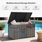 PURPLE LEAF Outdoor Deck Box 120 Gallon Waterproof Lockable Storage Box Container with Lid Deck Organization for Patio Cushions Side Table Pool Accessories Garden Tools, Gray