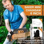 Saker Mini Chainsaw,6 Inch Portable Electric Chainsaw Cordless, Small Handheld Chain saw for Tree Branches,Courtyard, Household and Garden(SK1806D-O)