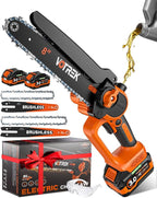 8" & 6" Chainsaw Cordless with 2x3.0AH Batteries, [2-in-1] Powerful Brushless Electric Mini Chain Saw Set (2 Chains& 2 Bars), Handheld Small Hand Saw for Branch Wood Cutting Tree Trimming, Gift
