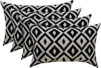 RSH Décor - Jumbo Lumbar Throw Pillows – Set of 4 | 26" x 16" | Indoor Outdoor Use – Patio, Lounge, Adirondack, Deck | Water & Fade-Resistant | Includes Down-Alternative Inserts | Black & White Aztec