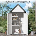 Outdoor Storage Shed with Strongest Metal Frame, Storage Cabinet with Floor, Weatherproof Tool Shed with Adjustable Shelfs, Lockable Metal Garden Shed Steel for Backyard Patio (Off-White)