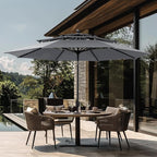 GREEN PARTY 10ft Outdoor Patio Umbrella, Auto-Tilt Market Table Umbrellas with Crank, 8 Sturdy Ribs & 1.5" Pole UV Protection for Garden Deck Backyard Pool