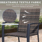 Outdoor Dining Chairs Set of 2, Stackable Patio Chairs with Woven Rattan Back & Seat, Perfect for Patio, Garden, or Deck, Rattan Gray Brown
