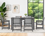 SERWALL 7 Piece Outdoor Dining Table Sets for 6 with 1 Umbrella Hole Cut-Out Rectangular Table and 6 Textilene Chairs, HDPE Dining Table Sets for Garden, Backyard, Poolside, Gray