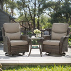 HUMMUH Wicker Patio Furniture Set with Outdoor Swivel Rocker Patio Chairs,High Back Outdoor Couch and Table 5 Pieces Outdoor Furniture for Porch Garden Deck