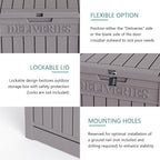 55 Gallon Coffee Resin Deck Box - Lockable, Rust-Resistant Outdoor Storage for Gardens & Patios - Waterproof Bench-Style Box with Handles