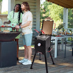 Creole Feast DF02B Outdoor Propane Deep Fryer with Baskets and Lid, 17 Qt. Oil Capacity & Real-Time Temperature Control, 54,000 BTUs Output for Frying Fish, Chicken Wings and French Fries, Black