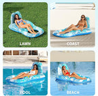 Pool Floats for Adults,Inflatable Chair Lounger Floaties with Drink Holder,Travel Pool Beach Lake Swim Inflatables Water Floating Rafts