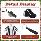 Watayo 4 Pcs/Set Referee Porch Goose Outfits, Lawn Goose Statue Referees Costume, Garden Goose Clothes Referee Shirt Hat Tie and Whistle for 23" Statue Halloween Sports Season Outdoor Patio Yard Decor