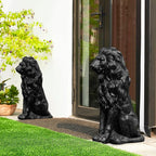Glitzhome Guardian Sitting Lion Garden Statue MGO Outdoor Decoration, 27.75" H, Black