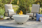 Outdoor GreatRoom Co Propane Fire Pit Table - Cove Gas Fire Pits for Outside Patio - 42 Inch Round Edge Bowl Concrete Firepit Fire Table, Glass Tabletop Cover, Tempered Clear Glass Gems, 105,000 BTU