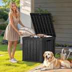 GOOBED Outdoor Storage Box, Weather-Resistant Resin Deck Box, 51-Gallon Storage Container for Patio Cushions, Pool Accessories, Garden Tools, Lockable, Easy Maintenance, Black