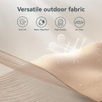 PHI VILLA 10ft Patio Umbrella with Solar Lights, Outdoor 3 Tier Vented Large Market Table Umbrella with 8 Sturdy Ribs and 1.5" Umbrellla Pole for Lawn Poolside Garden Terrace, Beige