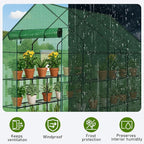 Outvita Walk-in Greenhouse, Outdoor Durable PE Plant Green House for Frost Protection with 3 Tiers 12 Shelves, Shelf Clips, Roll-up Zipper Door, 56"x85"x77" Green