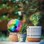 304 Stainless Steel Gazing Ball Sculptures Diamond Ball Decoration Mirror Hollow Decor Ball Reflective Garden Sphere Hollow Metal Ball Ornament Statues Gazing Globe for Home Garden (Rainbow 8 inch)