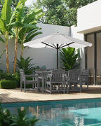 HDPE Outdoor Patio Dining Set with Table & 6 Chairs, All-Weather 7-Piece Outdoor Table and Chairs, 2" Umbrella Hole, Patio Furniture for Garden, Backyard, Deck | Grey