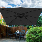 Sunnyglade 10x13Ft Cantilever Patio Umbrella Rectangular Deluxe Offset Umbrella 360°Rotation & Integrated Tilting System Patio Hanging Umbrella for Market Garden Deck Pool Backyard Patio(Grey)