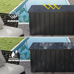 Domi Deck Box Outdoor 150 Gallon, Waterproof Lockable Steel Outdoor Storage Container for Outside Cushions, Garden Tools and Pools Equipment, Gray