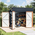8x4 Ft Outdoor Metal Shed, Storage Shed with Floor & Triple Lockable Doors, Front & Side Door for Easy Access, Large Garden Tool Shed for Backyard, Patio, Lawn & Utility Storage
