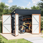 8x4 Ft Outdoor Metal Shed, Storage Shed with Updated Frame Structure & Triple Lockable Doors, Large Garden Tool Shed for Backyard, Patio, Lawn & Utility Storage