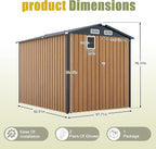 6x8 FT Sheds & Outdoor Storage,Steel Storage Shed with Lockable Doors and Window,Waterproof Garden Shed w/Roof Slope Design & Weather Versatility,Tool House for Storing Bicycles,Yellow