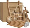 Sauna Accessories Kit - Handmade from Canadian Red Cedar Wood - Complete Set (Bucket & Ladle, Thermometer & Hygrometer, Sand Timer, Aromatherapy Cup, Backrest, Headrest)