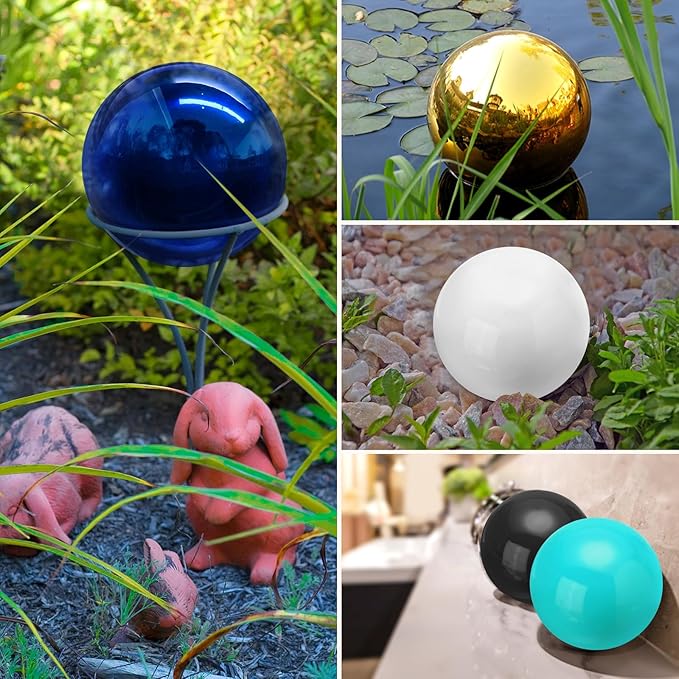 uxcell 2 Pcs Gazing Globe Decor Ball 3.5 Inch 90mm Reflective Garden Sphere Hollow Ball, Seamless Stainless Steel Gazing Ball, Smooth Mirror Globe for Garden Home Decor, Bright White