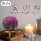 Amazing Gemstone Cobalt Calcite Crystal Ball with Stand - 2 Inches Crystal Sphere Meditation Balls for Witchcraft and Decorative Balls