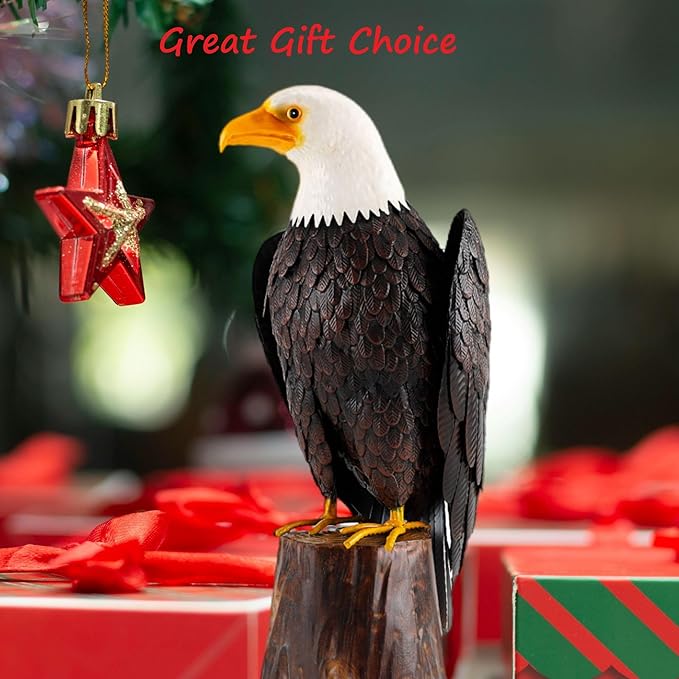 chisheen Bald Eagle Outdoor Metal Yard Art Statue and Sculpture for Garden Lawn Patio Living Room Decoration