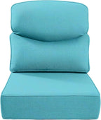 Luxury 22x24/22x25 6-Inch Smile Outdoor Cushions - 1 Set Deep Seat Water-Resistant Patio Furniture Replacement Cushion for Wicker Wood Metal Chair Rocker Loveseat Sofa - Turquoise