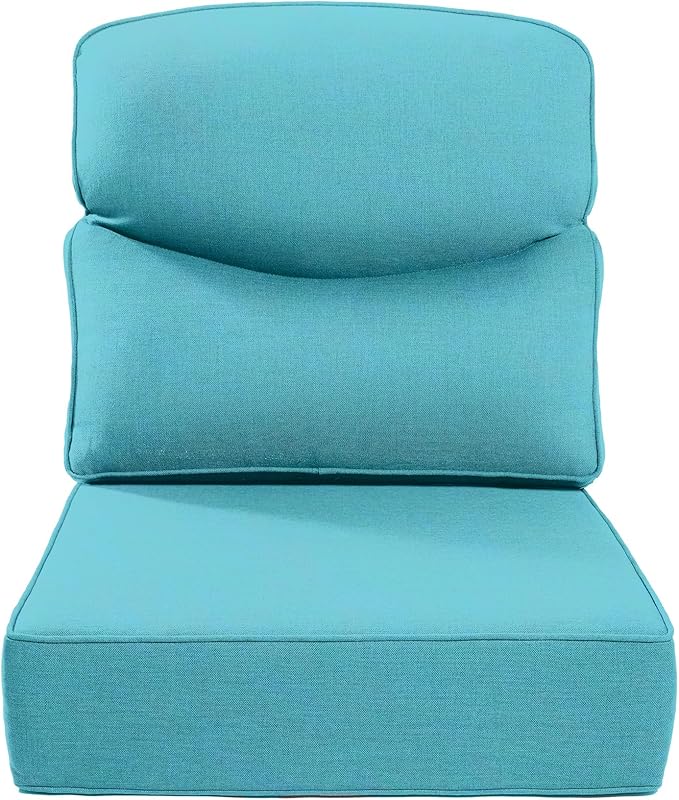 Luxury 22x24/22x25 6-Inch Smile Outdoor Cushions - 1 Set Deep Seat Water-Resistant Patio Furniture Replacement Cushion for Wicker Wood Metal Chair Rocker Loveseat Sofa - Turquoise