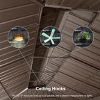 PURPLE LEAF 14' X 24' Outdoor Hardtop Gazebo Patio Wide Aluminum Frame Metal Double Roof with Heavy Duty Netting and Curtains for Permanent Hard Top Pavilion Screen, Khaki